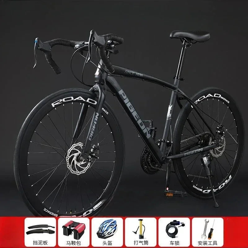 27-speed curved road bicycle high carbon steel frame Road Racing Bike 700C variable speed shock absorption City bike aldult