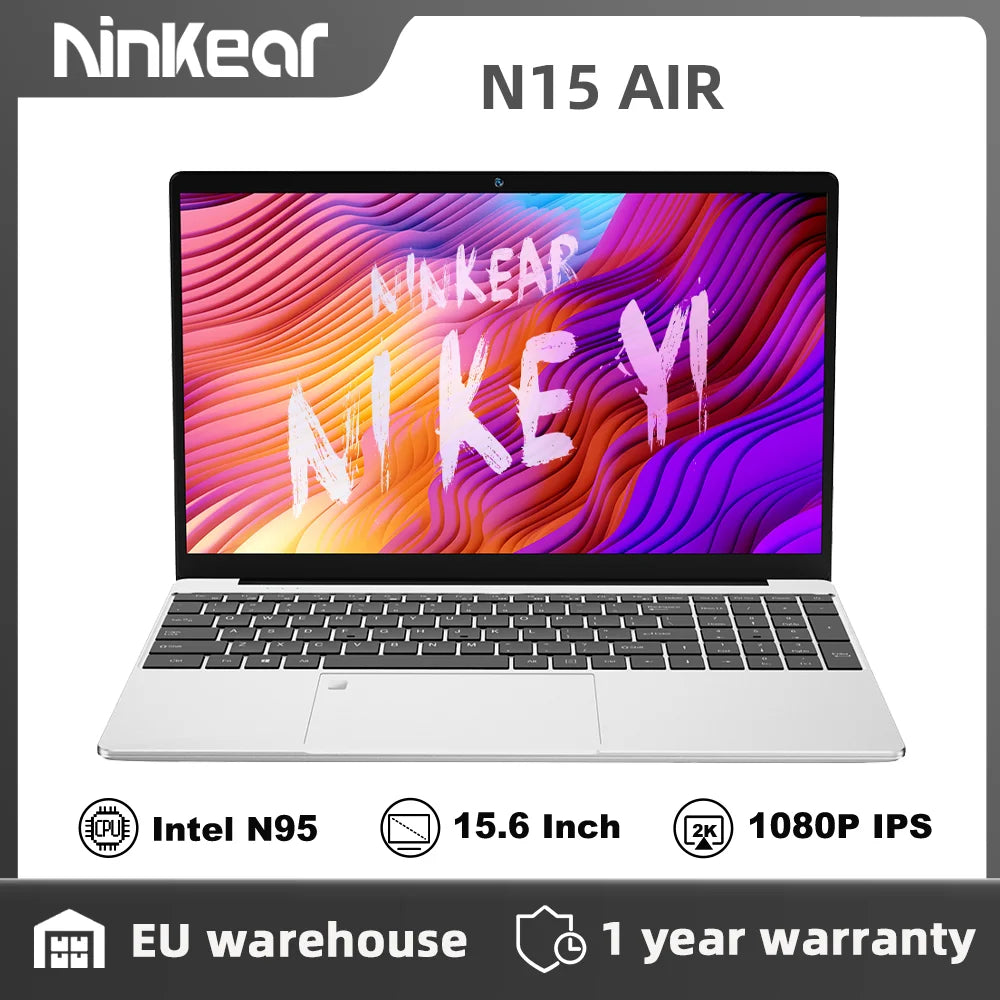 Ninkear N15 AIR Laptop 15,6" IPS 1080P IPS Intel Celeron N95 3.4Ghz 12GB RAM 512GB SSD Gaming Office Windows 11 Notebooks