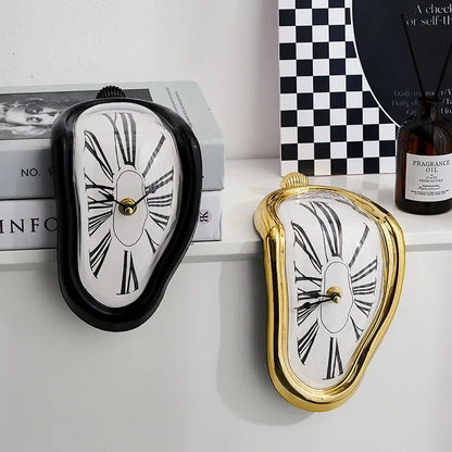 2024 New Novel Surreal Melting Distorted Wall Clocks Surrealist Salvador Dali Style Wall Watch Decoration Gift Home Garden