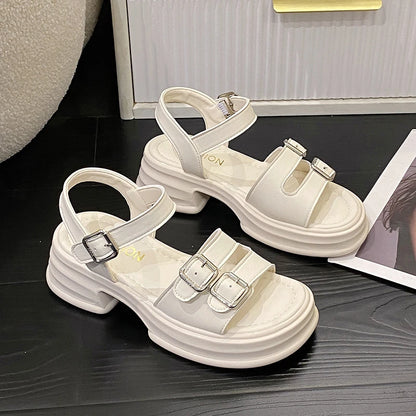 2024 Women Sandals Beach Shoes for Women Summer Heels All-Match Med Clogs Wedge Sandalen Girls Medium Platform Sandalen Outsid