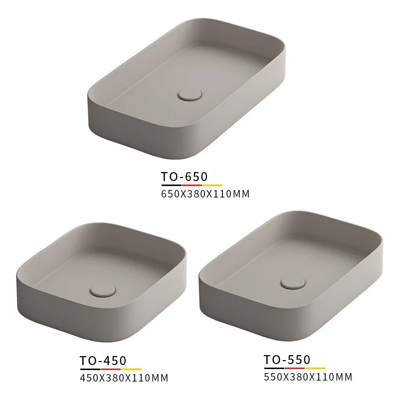 Nordic Simple Washbasin Ceramic Bathroom Sinks Khaki   Glass Vessel   Single Bowl Shampoo Basin