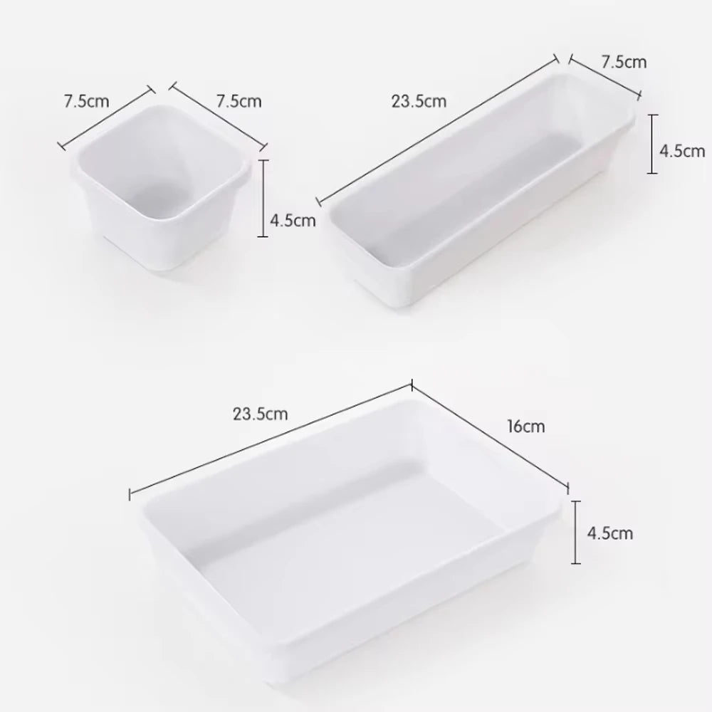 8pcs/set Adjustable Drawer Organizer Box Trays Make Up Cosmetics Sundries Divider Holder Kitchen Bathroom Closet Jewellery Box