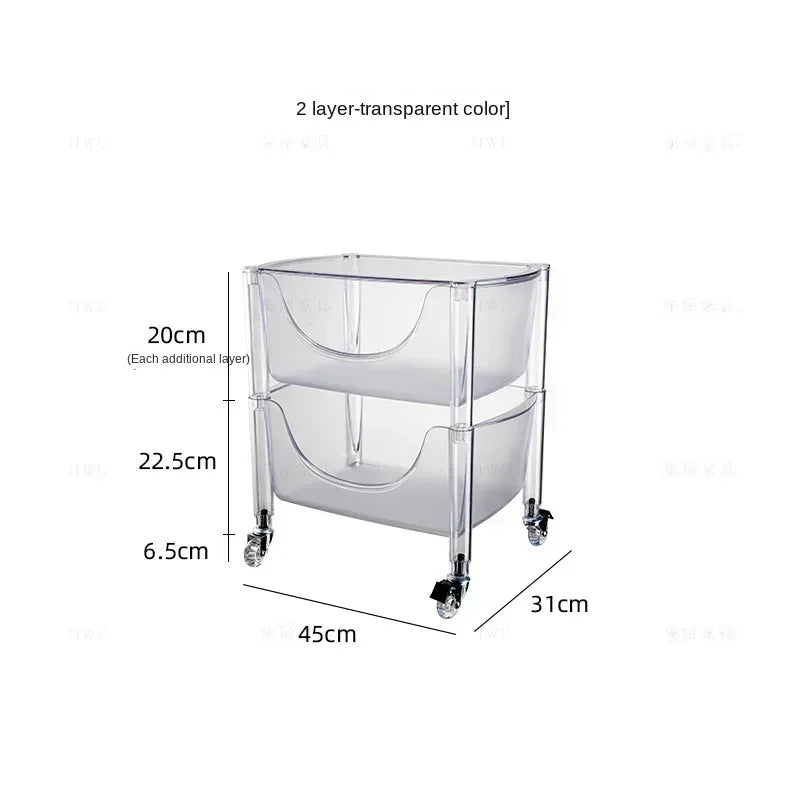 Nordic Acrylic Home Storage Rack, Transparent Mobile Trolley, Transparent Multi-layer Combination Storage Cabinet