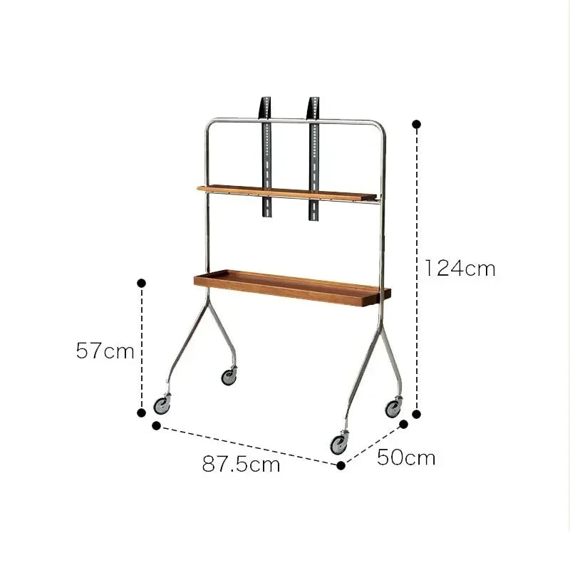 Подставка под телевизор из нержавеющей стали для дома, небольшой бытовой кронштейн для телевизора, подвижный, скандинавский, ретро, ​​напольный, для гостиной, монитора, телевизора, полки, стола