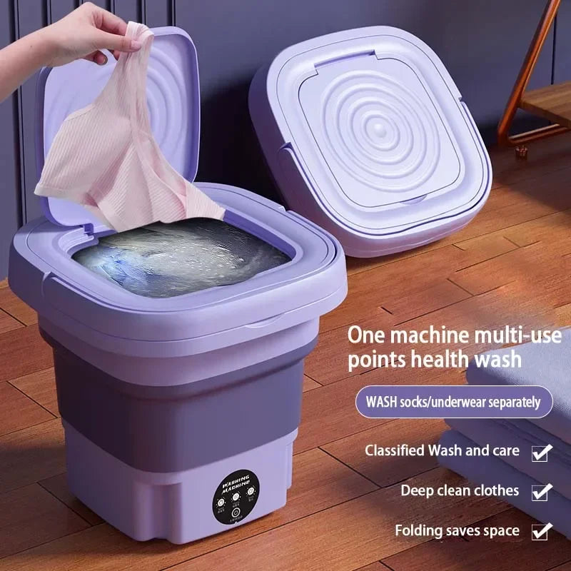 8L Portable Foldable Washing Machine With Spin Dryer Automatic Mini Underwear Sock 220V Washing Machine With Centrifuge