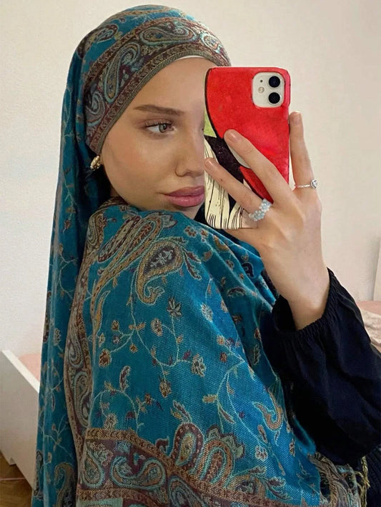 Bohemia Pashmina Hijab Scarf Long Muslim Cashmere Shawl Female Foulard Soft Turban Head Wraps For Women Headband Luxury Brand