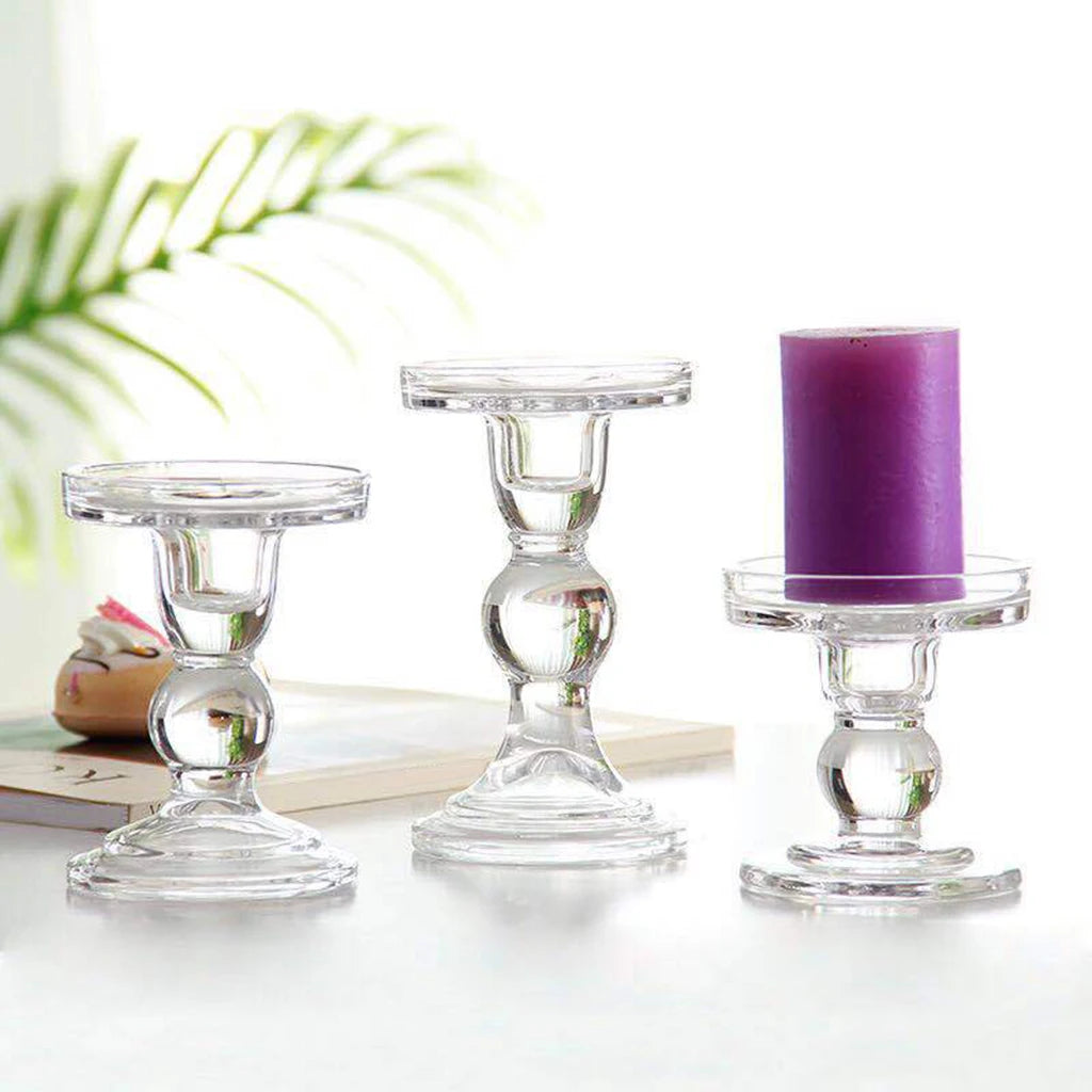 Transparent Glass Candle Holders Candlesticks for Home Office Decor Wedding