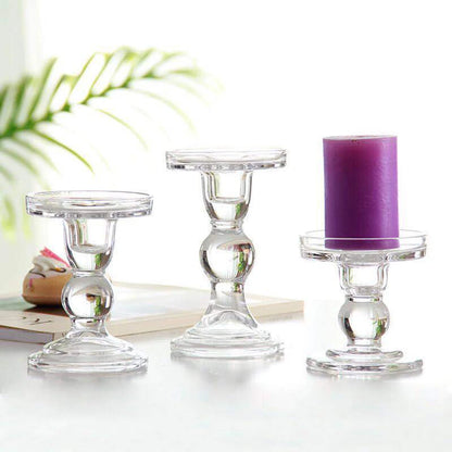 Transparent Glass Candle Holders Candlesticks for Home Office Decor Wedding