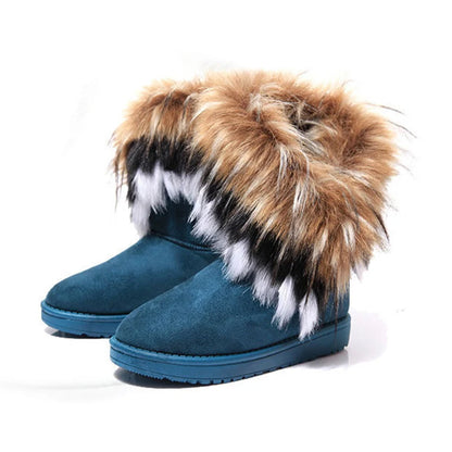 Women Winter Boots Snow Fur Boots Winter Warm Ankle Boots For Women Snow Shoes Style Round-toe Slip On Winter Boots Size 36-42