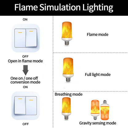 LED Flame Bulbs E27 E26 E14 B22 85-265V 220V 110V LED Flame Effect Fire Light Bulb 12W Flickering Emulation Decor LED Lamp