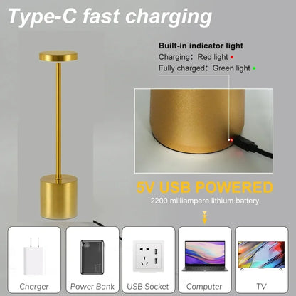 Table Lamp LED Touch Sensor Desktop Night Light Rechargeable Wireless Reading Lamp 3Colors Adjustable Creative Ambient Light