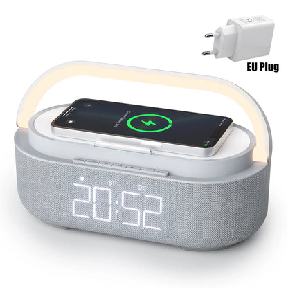 COSLUR S29 Bluetooth Speaker 1800Mah Battery Supports 15W Wireless Charging Digital Clock Display Night Light Alarm Clock