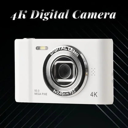 4K Digital Camera Travel Selfie Camara 50 Megapixels Zoom HD Photography 2.4inch Screen Entry-Level Kids Campus Mini Retro Cam