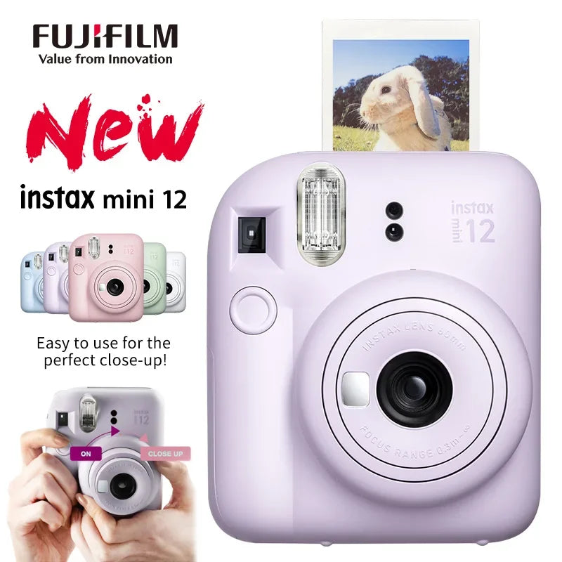 Origin Fujifilm Instax Mini 12 Instant Camera Pink/Blue/Gray/White/Purple with Instax Mini Film Photo Paper