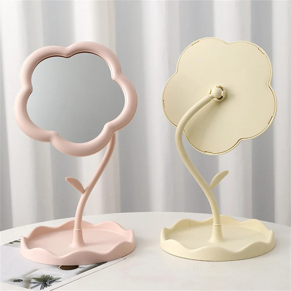 Desktop Makeup Mirror Sunflower Shaped Cute Dressing Mirror Detachable Hanging Jewelry High-definition Makeup Mirrors Home Decor