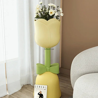 Tulip cream style storage, floor to ceiling flower arrangement, home decor, TV cabinet living room, bedroom decoration, vase