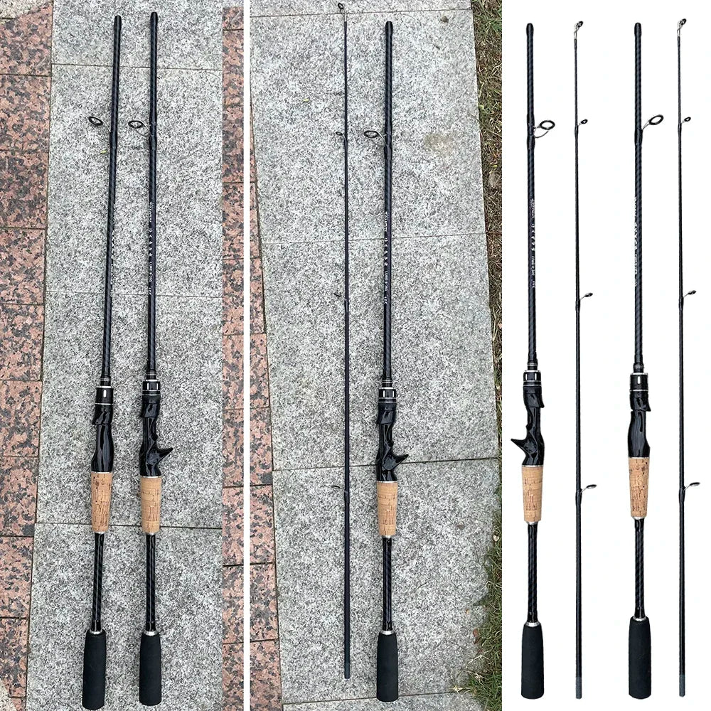 1.8M 1.65M Fishing Rod Carbon Fiber Spinning Casting Lure Pole Bait WT 8-25G Line WT 8-15LB Hard Fast Bass Fishing Rods