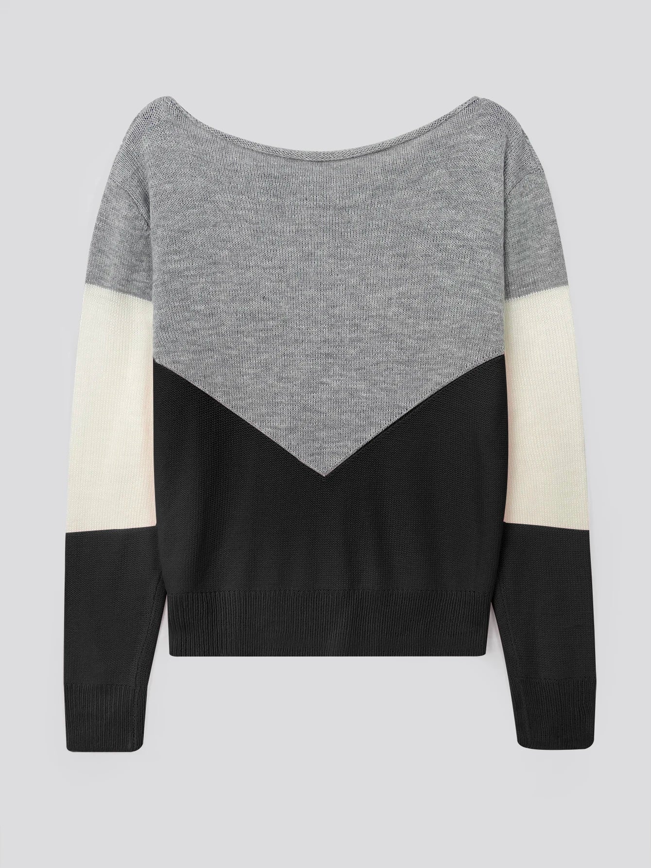 Color Block Cut Out Sweater, Casual Long Sleeve, Women's Pullover Sweaters