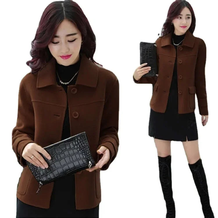 Fashionable Versatile Casual Petite Slimming Woolen Top Cropped Woolen Jacket Women's 2023 Korean Style New Arrival Clothing