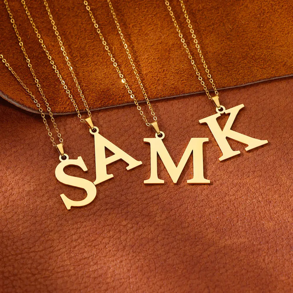 Stainless Steel A-Z Alphabet Necklace For Women Gold Color Punk 26 Letter Pendant Choker Necklace Party Aesthetic Jewelry 2024