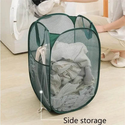 Home Bathroom Mesh Storage Basket Shower Laundry Clothing Dirty Clothes Bag Foldable Portable Business Travel no Partition