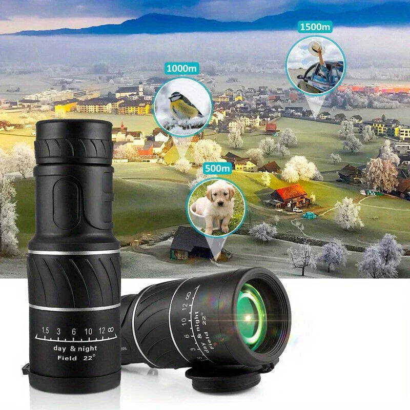 16x52 HD Portable Green Film Monocular Telescope,For Birdwatching Hiking Concert Photography Powerful Long Range Spyglass