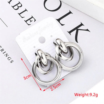 Fashion Metal Women Drop Earrings Hollow Geometric Dangle Earrings for Girls Punk Round Earrings Fashion Brincos Gift