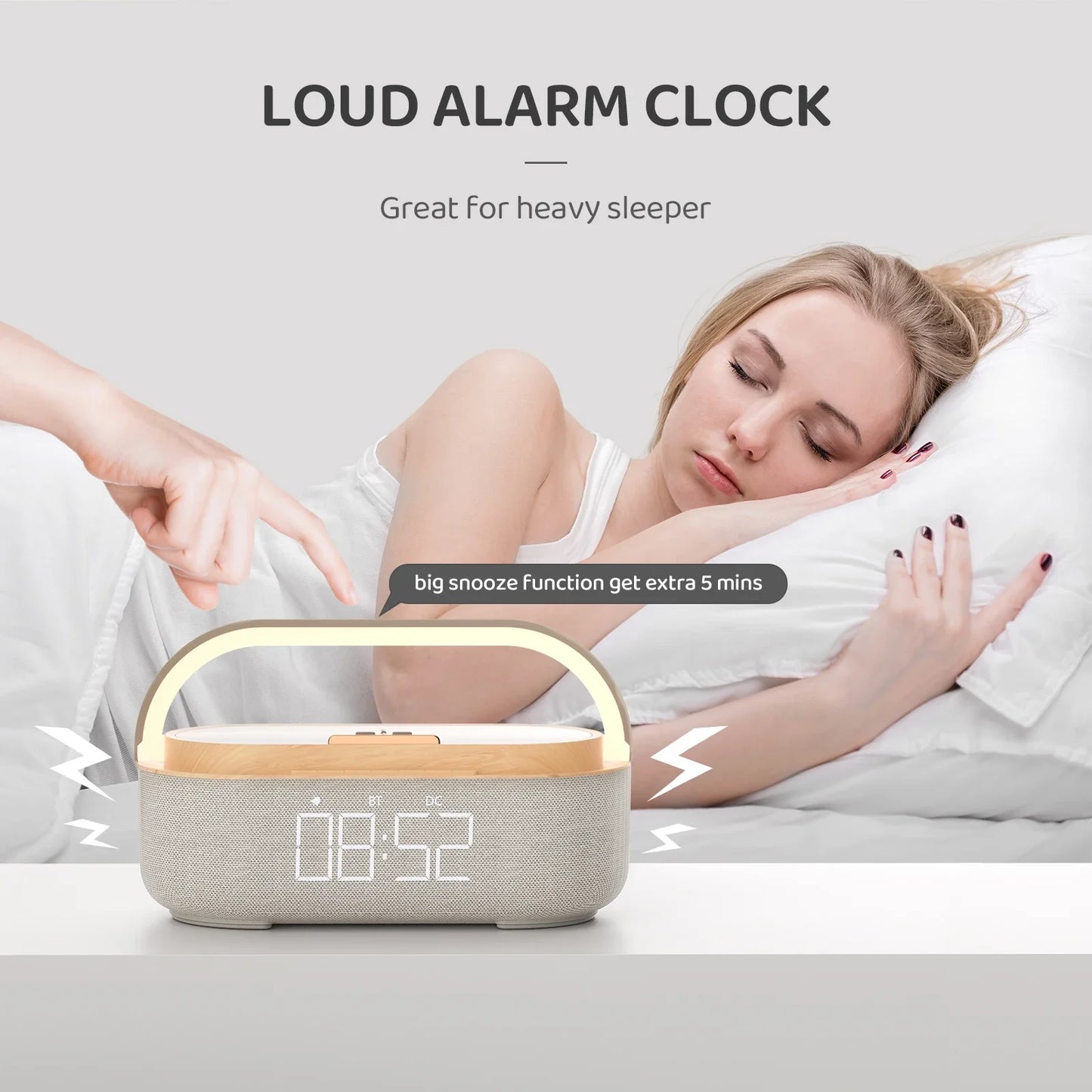 COSLUR S29 Bluetooth Speaker 1800Mah Battery Supports 15W Wireless Charging Digital Clock Display Night Light Alarm Clock