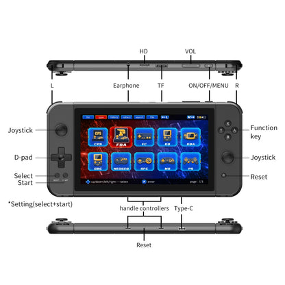 POWKIDDY X70 Handheld Game Console 7 Inch Video Game Players Supports 2 USB Controllers PS1 Game Connect to an HD TV