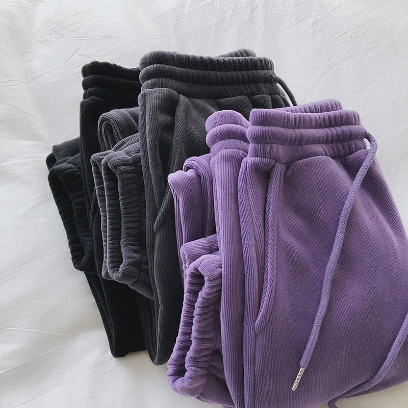 Women Casual Sports Pants Autumn Winter Fashion Fleece Warm Sweatpants Baggy Thick Joggers Trousers Female Sporting Clothing