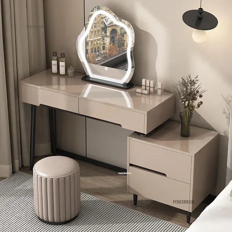 Solid Wood Dressers Simple Modern Bedroom Dressing Tables Small Apartment Makeup Tables With Drawer Integrated Cabinet N