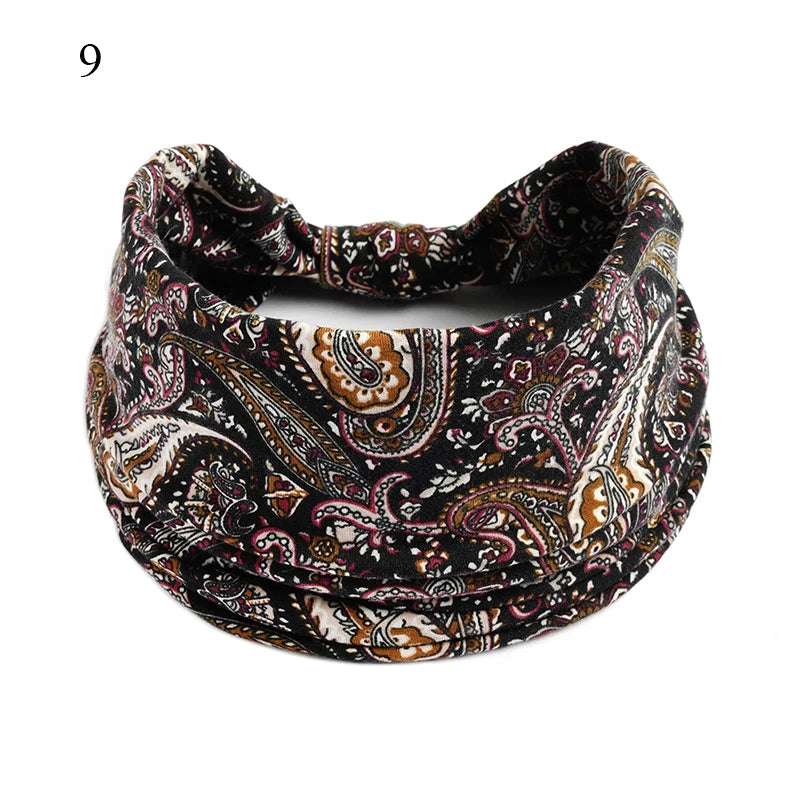 Boho Knot Turbans Yoga Elastic Head Wrap Women Headband Wide Hairbands Headwear Floral Bandanas Fashion Hair Band Accessories