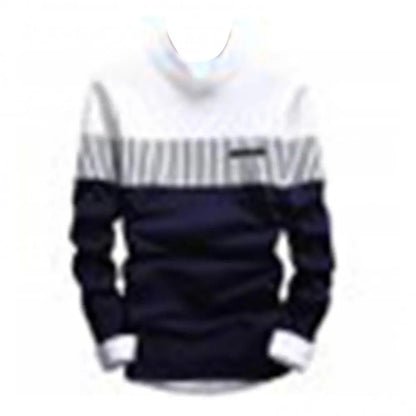 Fashion Men striped Sweater pullover Color Block Patchwork O Neck Long Sleeve Knitted Sweater Top Blouse For Warm Men's Clothing