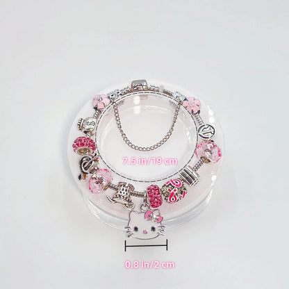 Hello Kitty Charms Bracelets Cute Bangle DIY Bracelets Cartoon Bracelet Cubic Zirconia Adorable Accessories for Wife Girlfriend