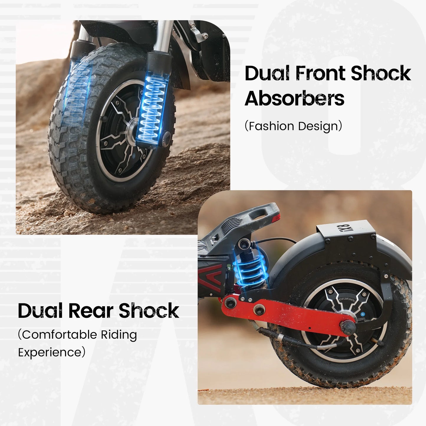 iScooter iX8 Electric Scooter 2400W 20Ah Scooter Dual Motor 12inch Anti-skid Off Road Pneumatic Tire 70km Range 60km/h eScooter