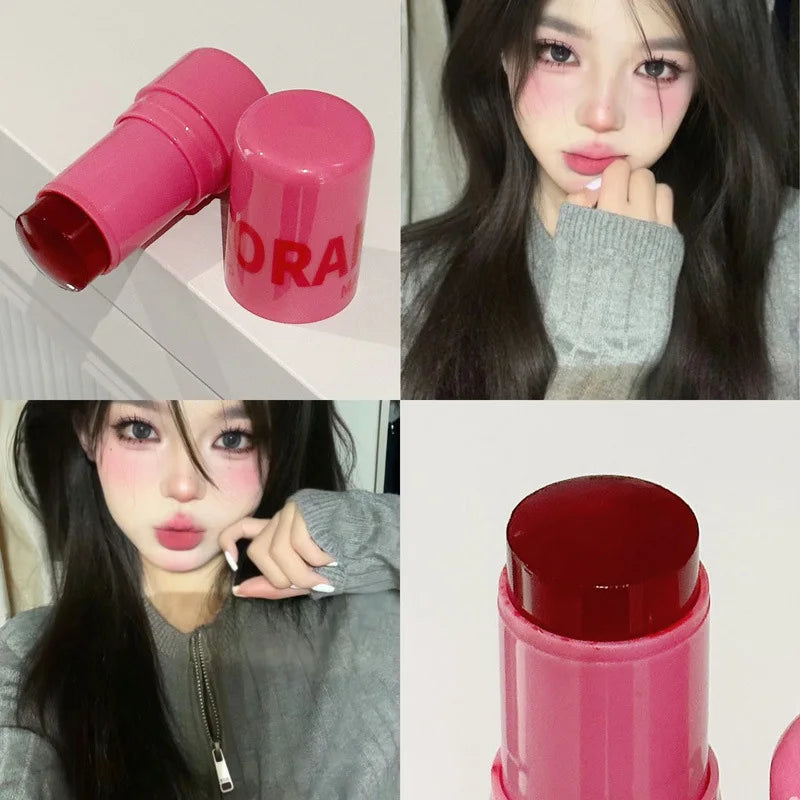 Jelly Lipstick Milk Facial Blusher Rouge Cream Moisturize Powder Blusher Stick Waterproof Long-lasting No Fading Korean Cosmetic