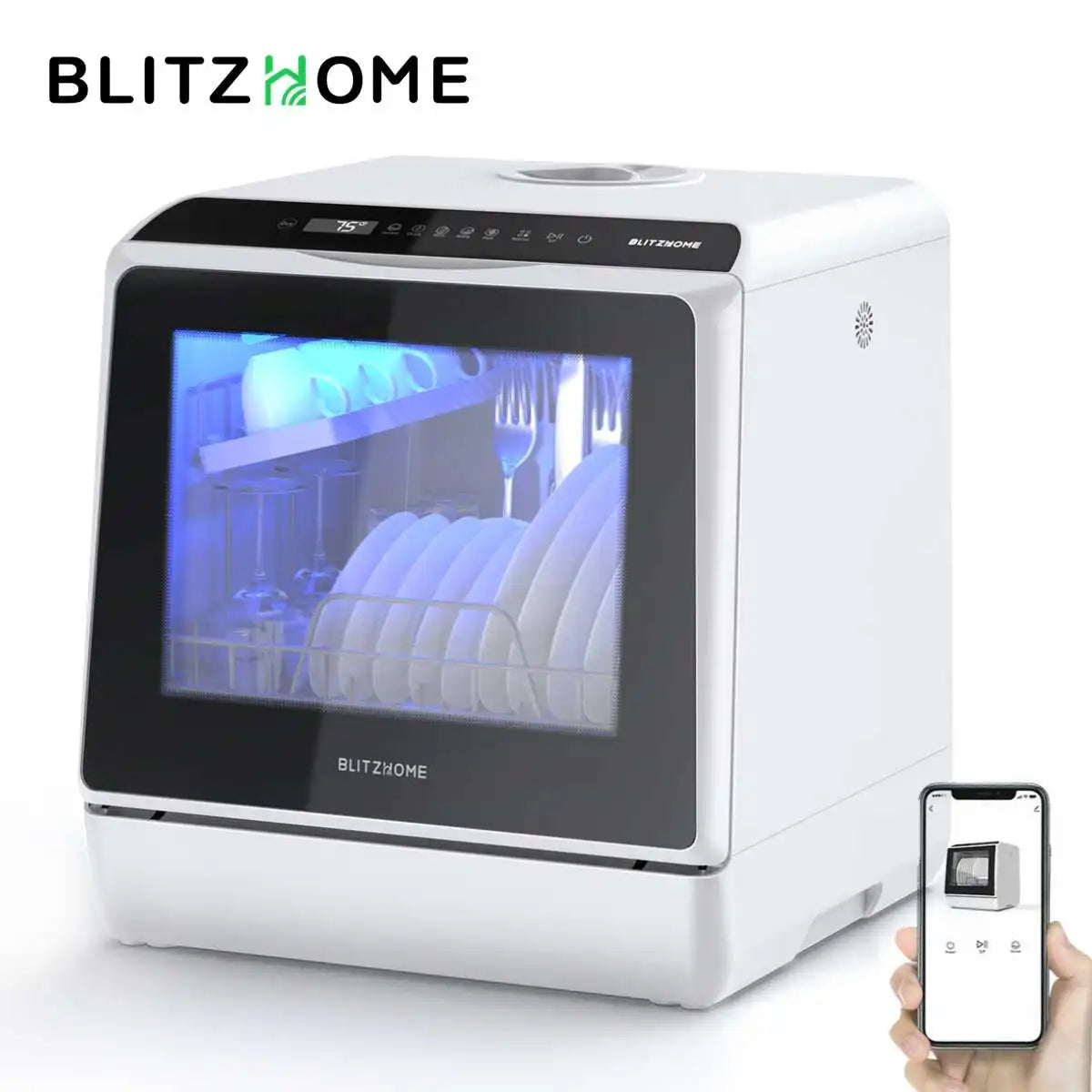 Blitzhome Dishwasher with APP Control Intelligent Countertop Table Smart Portable Countertop Dish Washers Machine For Kitchen