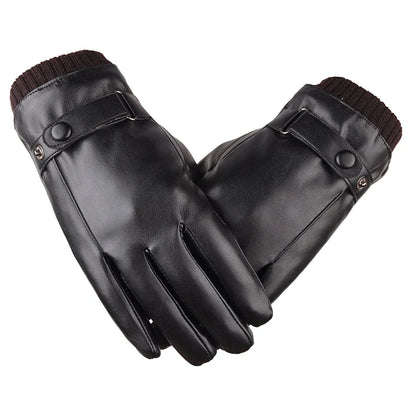 Men's Gloves Black Winter Mittens Keep Warm Touch Screen Windproof Driving Guantes Male Autumn Winter PU Leather Gloves Business