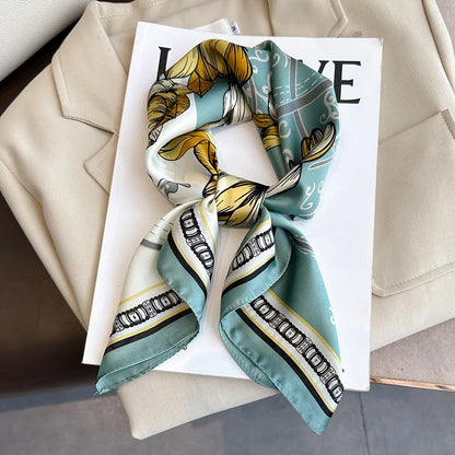 Silk Square Scarf Women Satin Shawls Neckerchief Casual Scarves Bandana Hair Hjiab 70*70cm 2023 New Fashion Luxury Brand