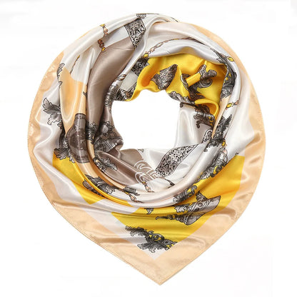 Floral Print Silk Square Scarf Women Soft Satin Kerchief Hairband Neckerchief Head Hijab Lady Headband Foulard Bag Ribbon