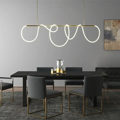 Modern Long Hose Led Ceiling Chandelier for Table Dining Room Kitchen Bar Pendant Lighting Suspension Design Lusters Luminaires