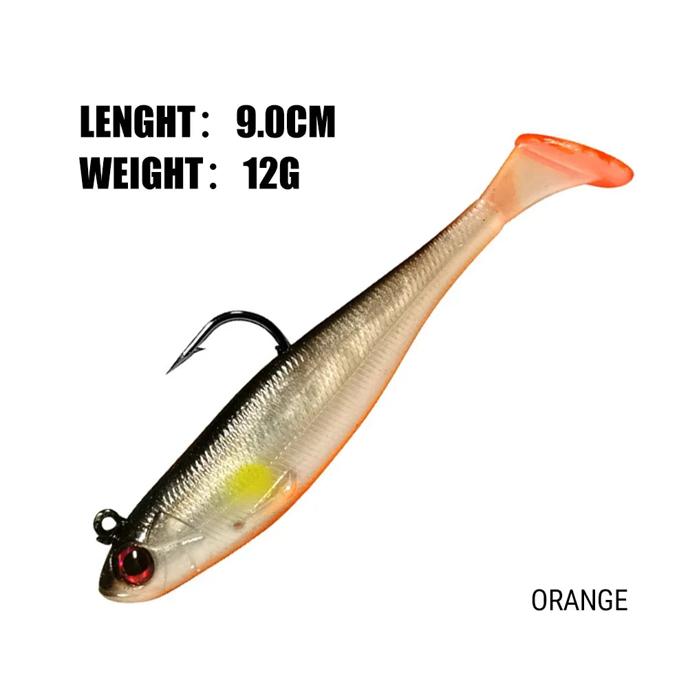 THORFORCE Soft T-Tail Fishing Lure Artificial Bait Wobbler Walleye Perch Bass Pike Paddle Tail Swimbait