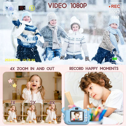 Cute Cartoon Childrens Camera 20MP Dual Lens HD 1080P Kids Digital Camera Toys Camera Birthday Gift