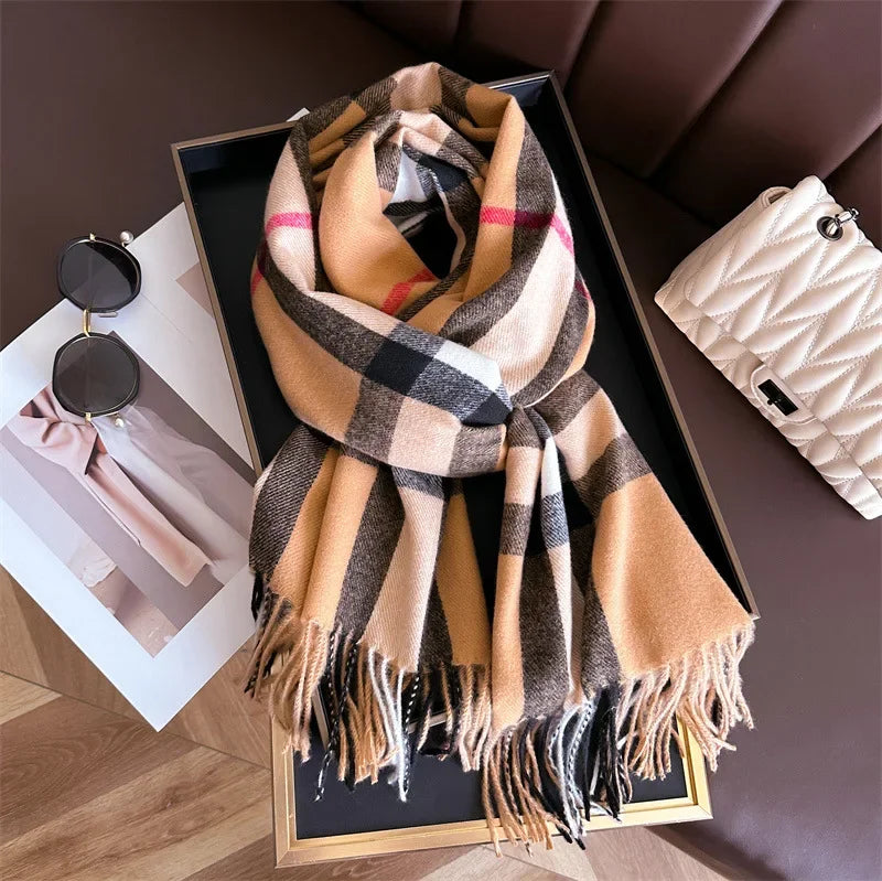 Autumn Winter Fashion Cashmere Imitation Scarf Men Women Warm Thickening Shawl Neckerchief Scarves Accessories Bufanda Tassel