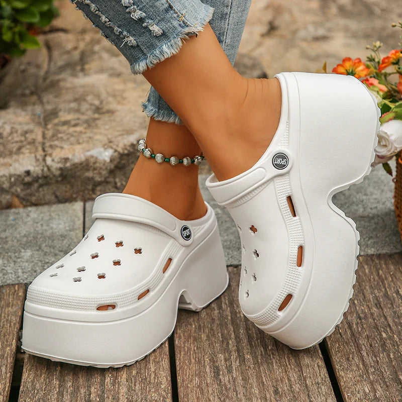 Women Chunky Platform Sandals 2024 Summer Soft Thick Sole Diy Clogs Garden Shoes Woman Closed Toe Non-Slip Beach Slides Sandals