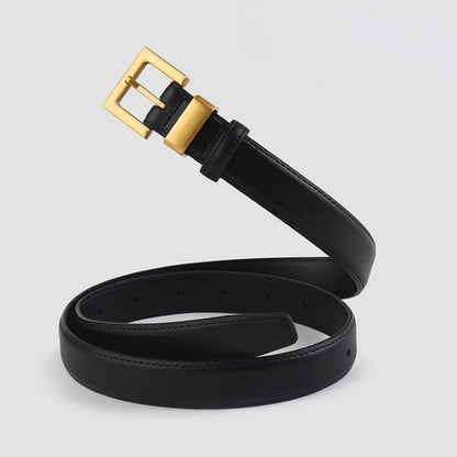 Fashion Leather Square Gold Buckle Belt Senior Minimalist Jeans Clothing Accessories Luxury Designer Brand Belt for Women