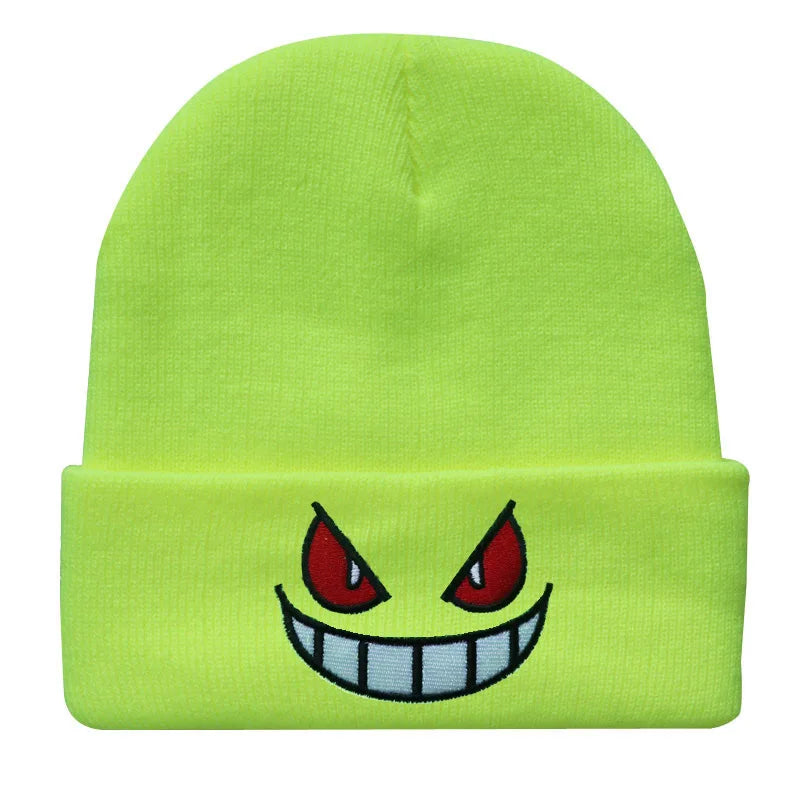 Mouth Eyes Embroidery Elasticity Cartoons Beanie Winter Keep Warm Fashion Autumn Crimping Woman Men Knitted Hat Skull Cap