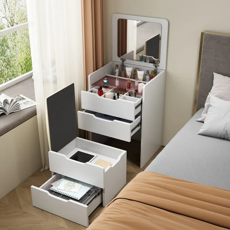 Modern Simple Small Apartment Dressing Table Flip Integrated Locker Bedside Mini Makeup Table Chest of Drawers Dresser