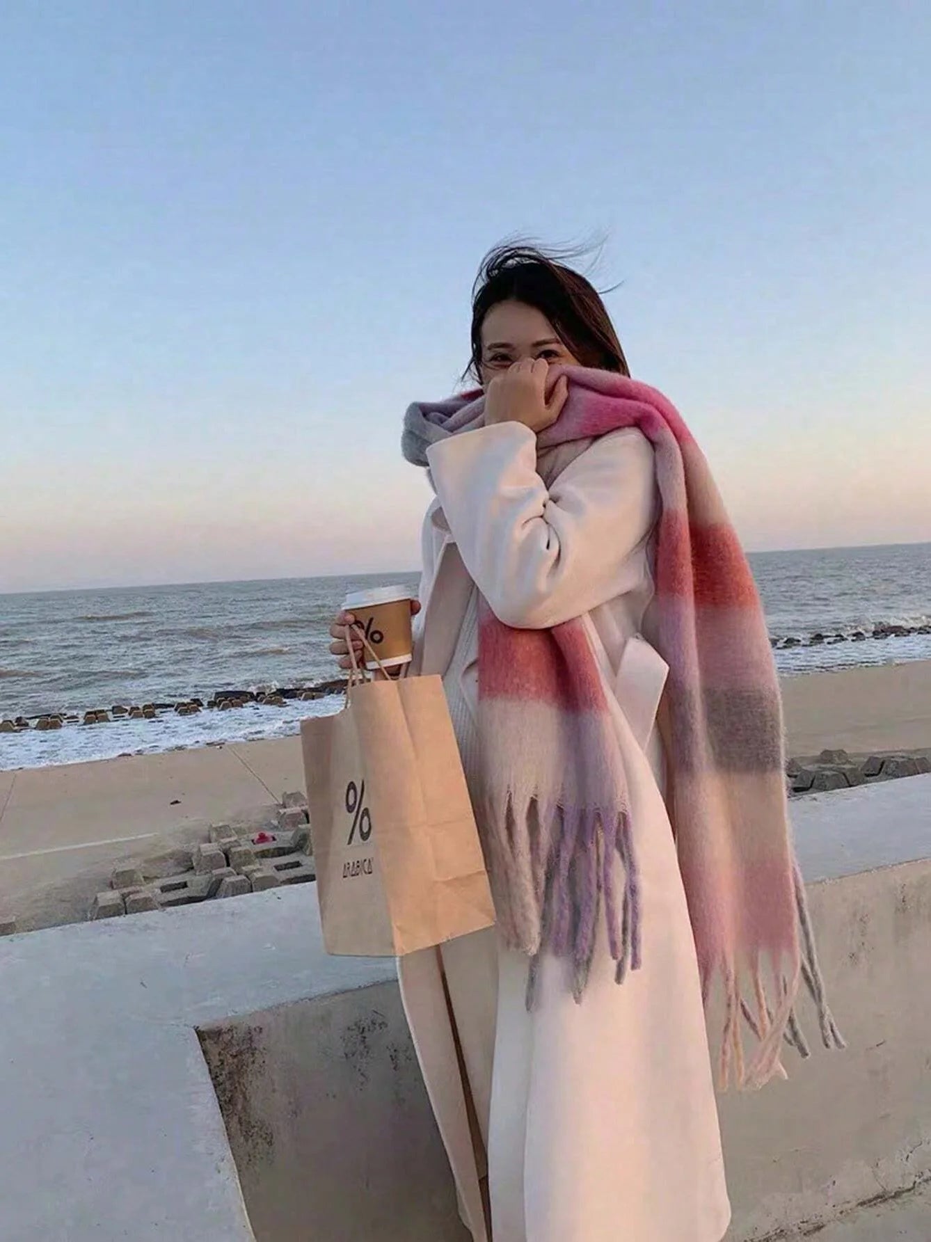 Fashion New Korea Styles Cashmere Scarf Winter Women Warm Thick Shawl Wraps Female Pashmina Long Tassel Foulard Blanket