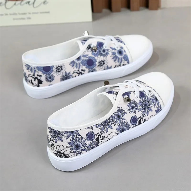 Lady Classic Round Toe White Canvas Shoes for Student School Women Cool Black Comfort Street Lace Up Shoes Zapatos De Mujer F921